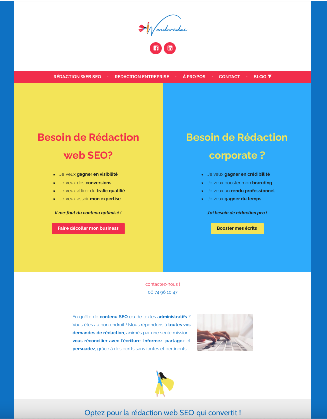 mon copywriting avec Wonderédac